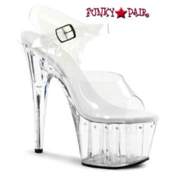 Pleaser Adore-708LS, 7 Inch Clear Strap Sandal With 1 Line Rhinestones -Funky Lingerie Outlet adore 708ls c FP 37350.1595001354