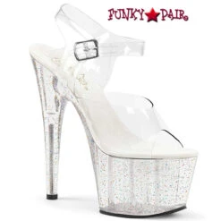 Pleaser | Adore-708MG, 7 Inch Ankle Strap Sandal With Mini Glitters -Funky Lingerie Outlet adore 708mg c 92714.1595003948