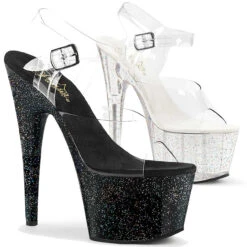 Pleaser | Adore-708MG, 7 Inch Ankle Strap Sandal With Mini Glitters