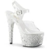 Pleaser Adore-708MR-5, 7 Inch Sandal With Silver Glitters And Rhinestones -Funky Lingerie Outlet adore 708mr 5 74617.1530005348