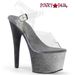 PLEASER Adore-708 Ombre, 7 Inch Ankle Strap Sandal With Ombre Effect CLEARANCE -Funky Lingerie Outlet adore 708ombre csb 36935.1654243203