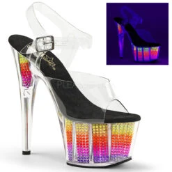 Pleaser | Adore-708SRS, 7 Inch Stimulated Rhinestones Platform Bottom -Funky Lingerie Outlet adore 708srs cnmc 71627.1530005418