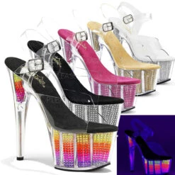 Pleaser | Adore-708SRS, 7 Inch Stimulated Rhinestones Platform Bottom