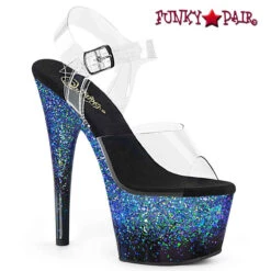 PLEASER Adore-708SS, 7" Heel Holographic Effect Platform CLEARANCE -Funky Lingerie Outlet adore 708ss cbblug 88239.1712346474