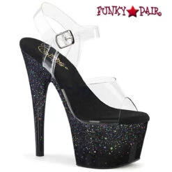 PLEASER Adore-708SS, 7" Heel Holographic Effect Platform CLEARANCE -Funky Lingerie Outlet adore 708ss cbg 44356.1712346474