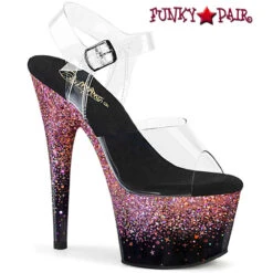 PLEASER Adore-708SS, 7" Heel Holographic Effect Platform CLEARANCE -Funky Lingerie Outlet adore 708ss cbpg 78593.1712346474