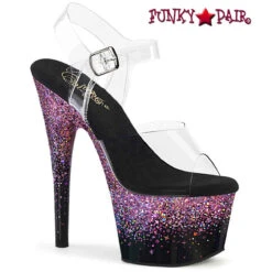 PLEASER Adore-708SS, 7" Heel Holographic Effect Platform CLEARANCE -Funky Lingerie Outlet adore 708ss cbppg 57116.1712346474