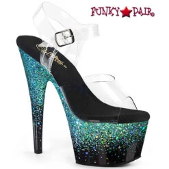 PLEASER Adore-708SS, 7" Heel Holographic Effect Platform CLEARANCE -Funky Lingerie Outlet adore 708ss cbturg 89015.1712346474