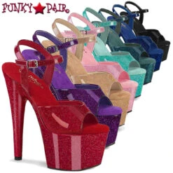 PLEASER ADORE-709GP, 7" Ankle Strap Fully Wrap Glitter Platform -Funky Lingerie Outlet adore 709gp FP 04179.1711233252