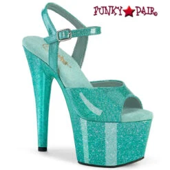 PLEASER ADORE-709GP, 7" Ankle Strap Fully Wrap Glitter Platform -Funky Lingerie Outlet adore 709gp aqg 85067.1711233329