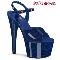 PLEASER ADORE-709GP, 7" Ankle Strap Fully Wrap Glitter Platform -Funky Lingerie Outlet adore 709gp nbg 76837.1711233334