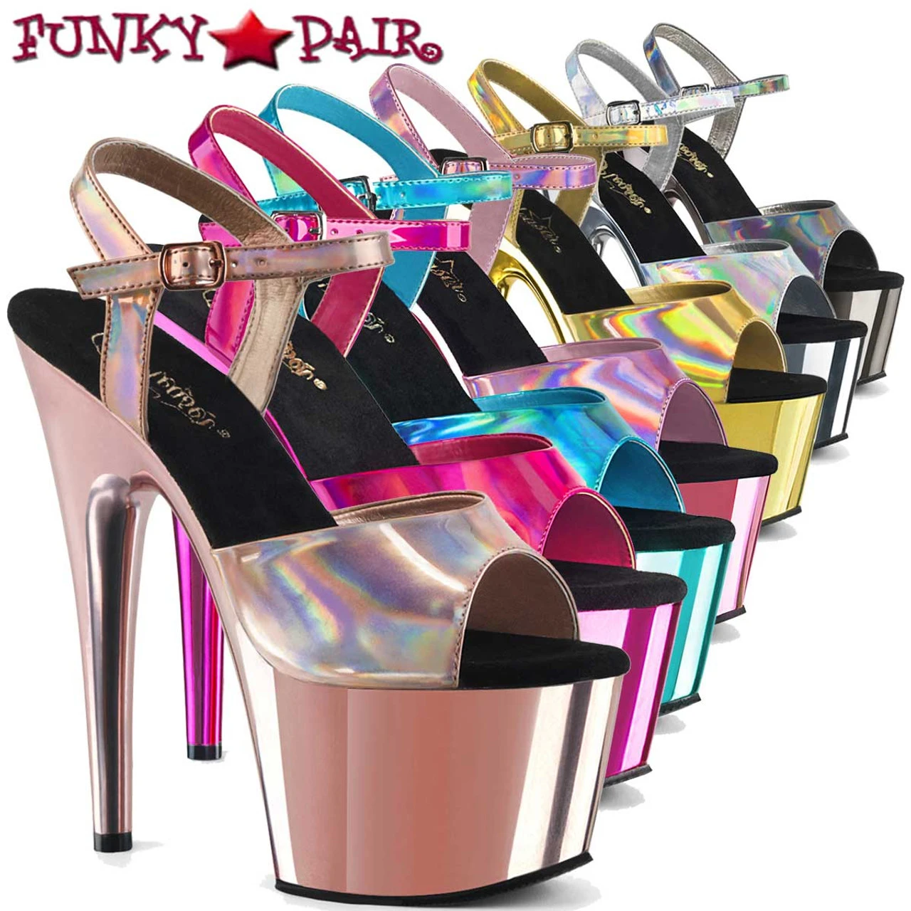 PLEASER Adore-709HGCH, 7 Inch Chrome Pole Dancing Heels CLEARANCE 4 PLEASER Adore-709HGCH, 7 Inch Chrome Pole Dancing Heels CLEARANCE - Image 2