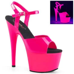 Pleaser Adore-709UV, 7 Inch Ankle Strap Sandal UV Reactive