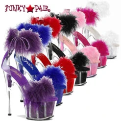 PLEASER Adore-724F, 7" Marabou Fur Ankle Cuff Platform Sandal CLEARANCE -Funky Lingerie Outlet adore 724f FP 59060.1681147124