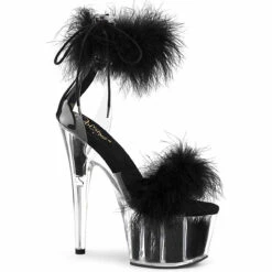 PLEASER Adore-724F, 7" Marabou Fur Ankle Cuff Platform Sandal CLEARANCE -Funky Lingerie Outlet adore 724f cbbfur 50721.1647540671
