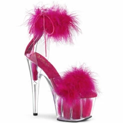 PLEASER Adore-724F, 7" Marabou Fur Ankle Cuff Platform Sandal CLEARANCE -Funky Lingerie Outlet adore 724f chphpfur 84558.1647540671