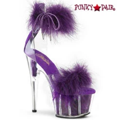 PLEASER Adore-724F, 7" Marabou Fur Ankle Cuff Platform Sandal CLEARANCE -Funky Lingerie Outlet adore 724f cppfur 09701.1681147191