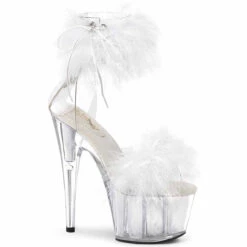 PLEASER Adore-724F, 7" Marabou Fur Ankle Cuff Platform Sandal CLEARANCE -Funky Lingerie Outlet adore 724f cwwfur 17267.1647540671