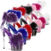 PLEASER Adore-724F, 7" Marabou Fur Ankle Cuff Platform Sandal CLEARANCE -Funky Lingerie Outlet adore 724f 42276.1681147128