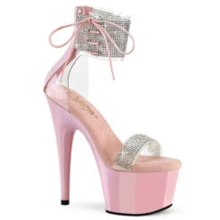 PLEASER ADORE-727RSP, 7" Rhinestones Ankle Cuff Baby Pink Sandal