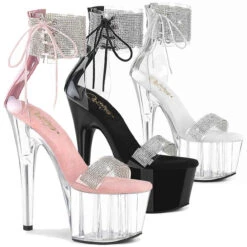 Pleaser | Adore-727RS, 7" Rhinestones Ankle Cuff And Front Strap Platform Sandal