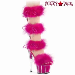 PLEASER ADORE-728F, Quadruple Marabou Fur Band Mid Calf Sandal CLEARANCE -Funky Lingerie Outlet adore 728f chpfur 50180.1681574254