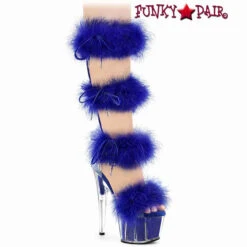 PLEASER ADORE-728F, Quadruple Marabou Fur Band Mid Calf Sandal CLEARANCE -Funky Lingerie Outlet adore 728f cryblfur 94019.1683155465