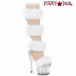 PLEASER ADORE-728F, Quadruple Marabou Fur Band Mid Calf Sandal CLEARANCE -Funky Lingerie Outlet adore 728f cwfur 19685.1681574240
