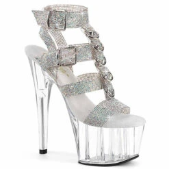 PLEASER ADORE-756RS, 7 Inch Rhinestones T-Strap Sandal