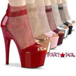 PLEASER Adore-765RM, Rhinestones Mesh Shootie Sandal CLEARANCE -Funky Lingerie Outlet adore 765rm FP 28296.1636435481