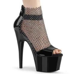 PLEASER Adore-765RM, Rhinestones Mesh Shootie Sandal CLEARANCE -Funky Lingerie Outlet adore 765rm bptms 36788.1636435516