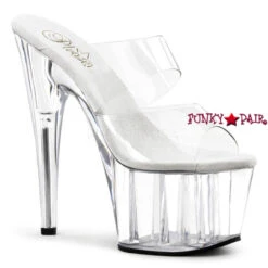 PLEASER ADORE-702 7 Inch Stiletto Heel Two-Band Slide -Funky Lingerie Outlet adore 702 c 12384.1654239065