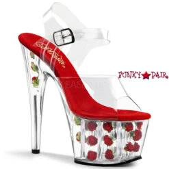 Pleaser Adore-708FL , 7 Inch Rose Fill Bottom Sandal -Funky Lingerie Outlet adore 708fl cr 29663.1674086771