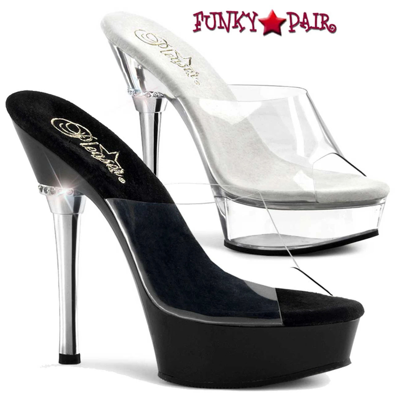 Pleaser | ALLURE-601, Chrome Heel Clear Strap Shoes 4 Pleaser | ALLURE-601, Chrome Heel Clear Strap Shoes - Image 2