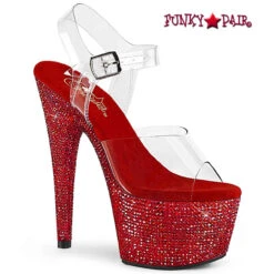 Pleaser | Bejeweled-708DM, 7 Inch Platform Clear Rhinestones Ankle Strap Sandal -Funky Lingerie Outlet bejeweled 708dm ccrs 42437.1617815194