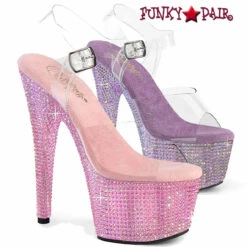 PLEASER BEJEWELED-708RRS, 7" Ankle Strap Platform With Resin Rhinestones -Funky Lingerie Outlet bejeweled 708rrs FP 82707.1748408414