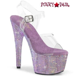 PLEASER BEJEWELED-708RRS, 7" Ankle Strap Platform With Resin Rhinestones -Funky Lingerie Outlet bejeweled 708rrs clvrs 09300.1691221494