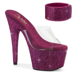 PLEASER Bejeweled-712RS, 7 Inch Ankle Cuff Rhinestones Platform Shoes CLEARANCE -Funky Lingerie Outlet bejeweled 712rs cfsrs 33958.1696435635