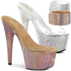 PLEASER Bejeweled-712RS, 7 Inch Ankle Cuff Rhinestones Platform Shoes CLEARANCE