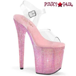 PLEASER BEJEWELED-808RRS, 8" Ankle Strap Platform With Resin Rhinestones -Funky Lingerie Outlet bejeweled 808rrs cbprs 64447.1691221947