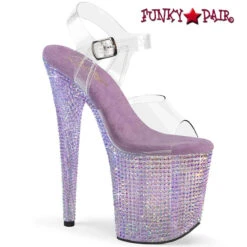 PLEASER BEJEWELED-808RRS, 8" Ankle Strap Platform With Resin Rhinestones -Funky Lingerie Outlet bejeweled 808rrs clvrs 60415.1691221938