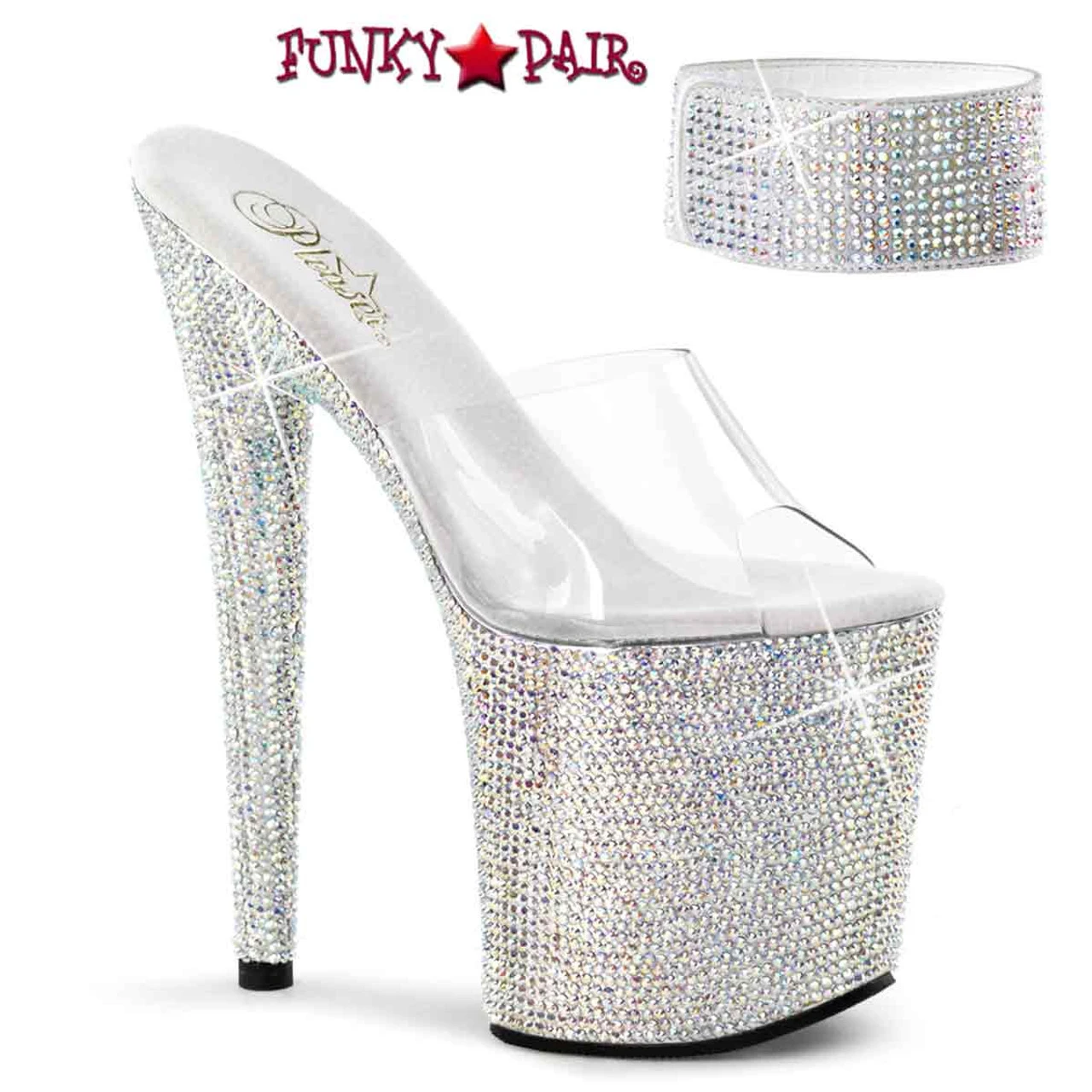 Pleaser | Bejeweled-812RS, 8 Inch RhineStones Platform Ankle Cuffs Shoes 4 Pleaser | Bejeweled-812RS, 8 Inch RhineStones Platform Ankle Cuffs Shoes - Image 2