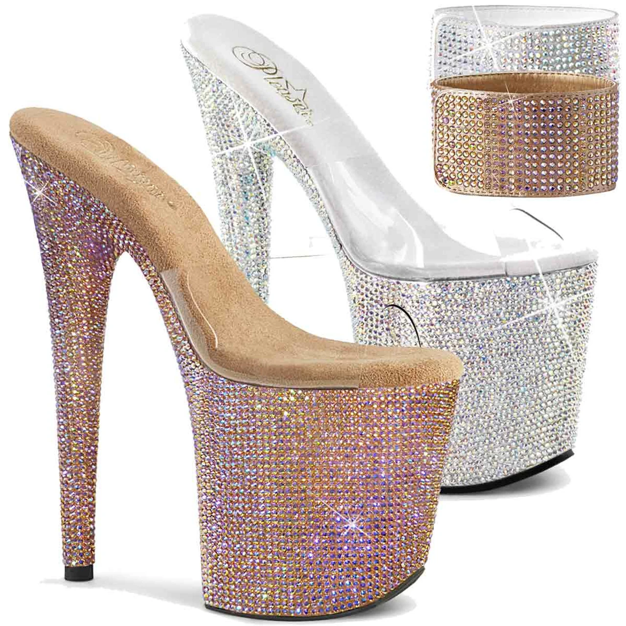 Pleaser | Bejeweled-812RS, 8 Inch RhineStones Platform Ankle Cuffs Shoes 3 Pleaser | Bejeweled-812RS, 8 Inch RhineStones Platform Ankle Cuffs Shoes