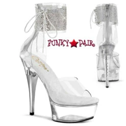PLEASER CAPTIVA-624RS, 6 Inch Heel With Rhinestones Ankle Cuffs Sandal -Funky Lingerie Outlet captiva 624rs c 82777.1733892348