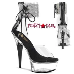 PLEASER CAPTIVA-624RS, 6 Inch Heel With Rhinestones Ankle Cuffs Sandal -Funky Lingerie Outlet captiva 624rs cb 04921.1733892340