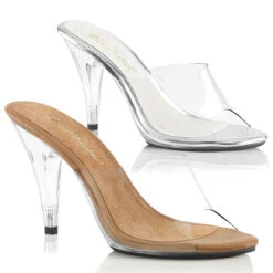 CARESS-401, 4" Heel Clear Slide Shoes CLEARANCE