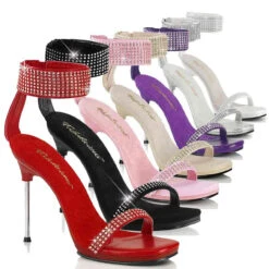 CHIC-40, 4.5" Evening Shoes With Rhinestone Ankle Cuff Slide