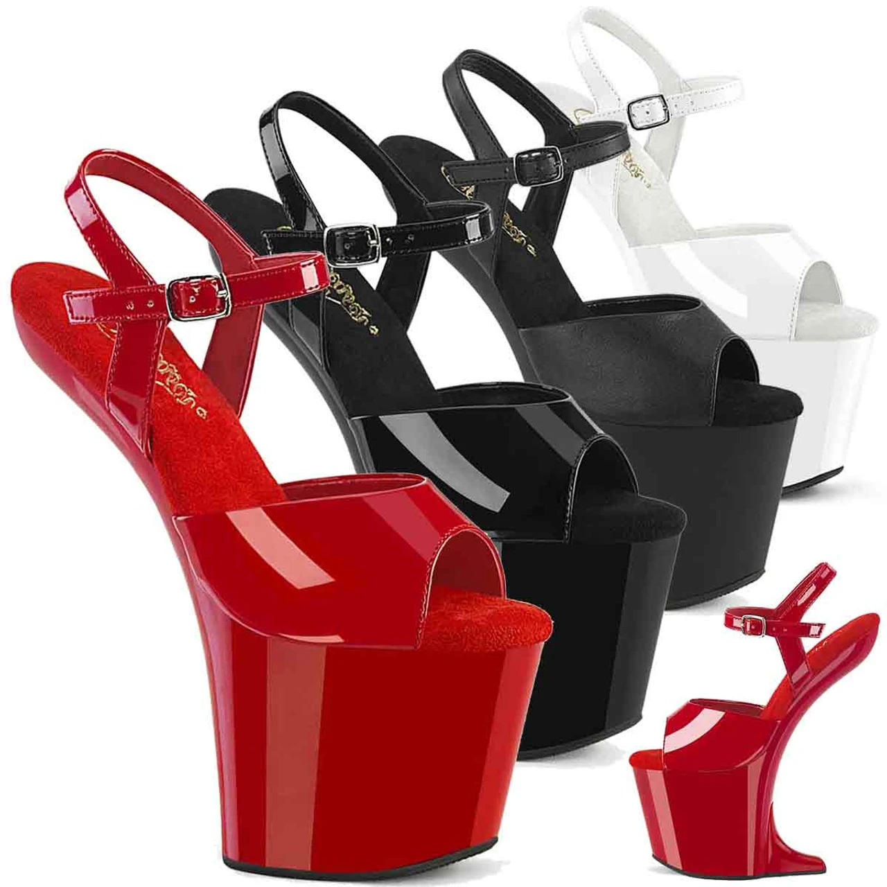 PLEASER CRAZE-809 8" Heelless Platform Ankle Strap Sandals Clearance 3 PLEASER CRAZE-809 8" Heelless Platform Ankle Strap Sandals Clearance