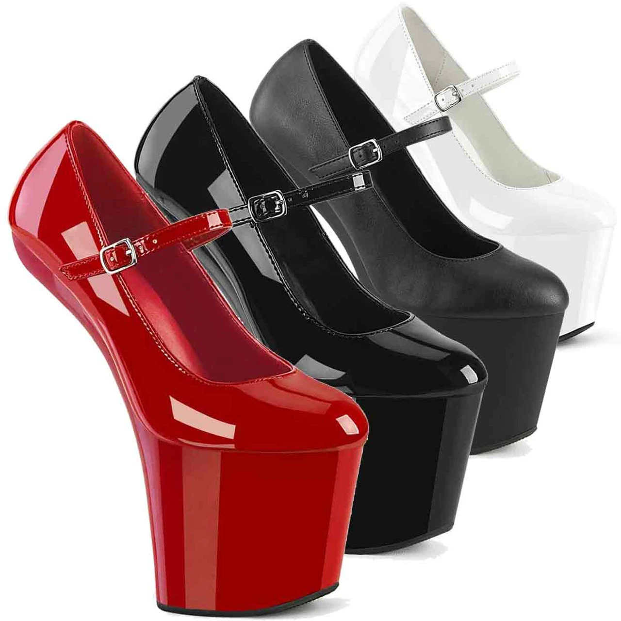 PLEASER CRAZE-880, 8" Heelless Pumps Mary Jane Platform CLEARANCE 3 PLEASER CRAZE-880, 8" Heelless Pumps Mary Jane Platform CLEARANCE