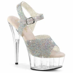 PLEASER DELIGHT-608N-RS, 6" Rhinestones Ankle Strap Sandal